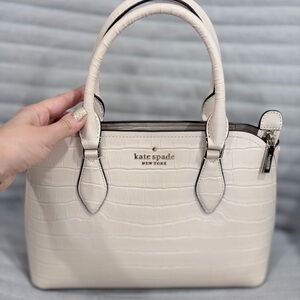 Kate Spade Cream Croc-Embossed Handbag